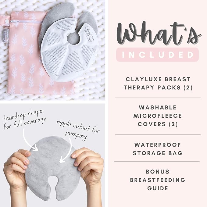Cradle & Grace ClayLuxe Breast Therapy Packs, Natural Clay Hot & Cold Breast - Image 3