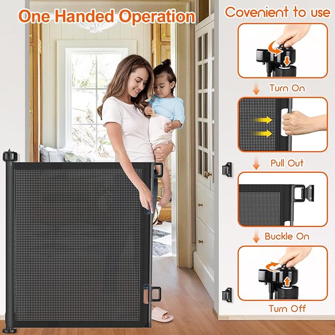 71 inch Retractable Baby Gates, EZIGO Extra Wide Baby Gate - Image 5