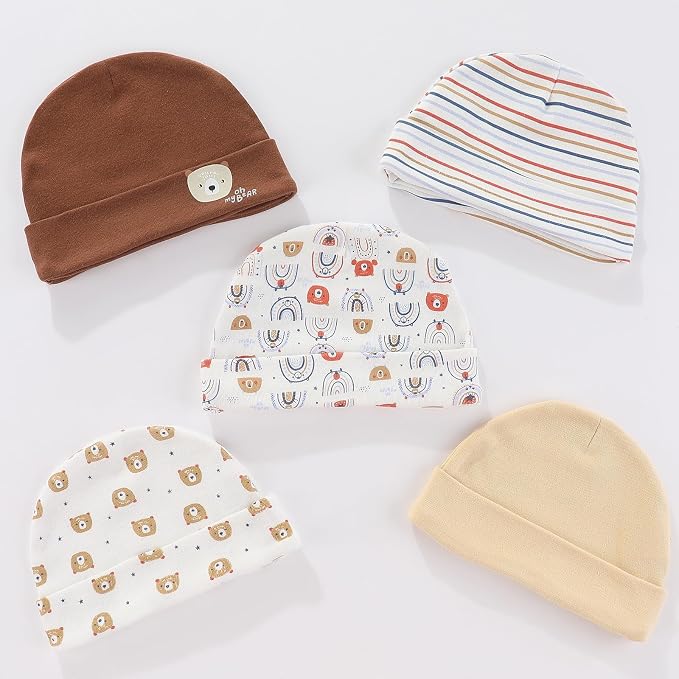 Baby Hat and Mittens Set Newborn Baby Hats Caps - Image 2