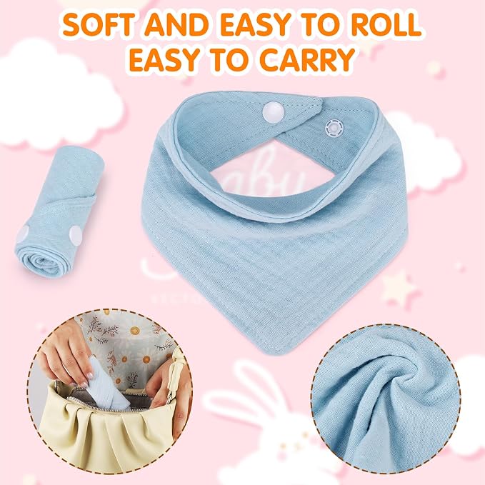 Accmor 10 Pack Muslin Baby Bibs 100% Cotton Bandana Drool Bibs - Image 7