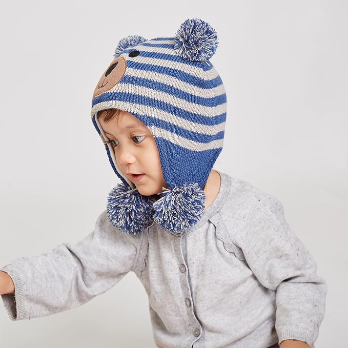 LANGZHEN Toddler Kids Infant Winter Hat, Earflap Knit Warm Cap Fleece Lined - Image 4