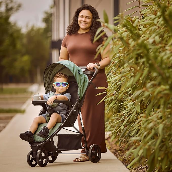 Evolur Breeze Stroller in Green, Adjustable Backrest & Canopy, Compact Fold - Image 2