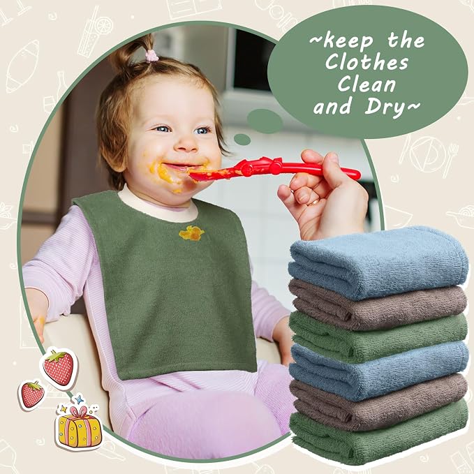 6 Pcs Pullover Baby Bibs Cotton Terry Toddler Absorbent Infant - Image 7