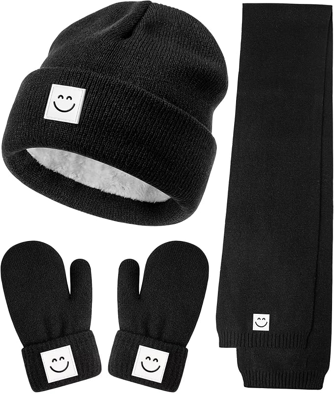 Baby Beanie Mittens Scarf Set, Toddler Kids Winter Hat and Thermal Gloves Neck by Hispeka