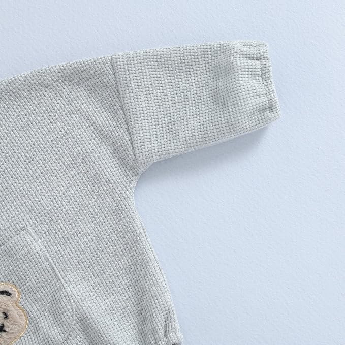 Douhoow Cute Baby Sweatshirt Romper Waffle Knit Baby Clothes Infant Girl Boy - Image 6