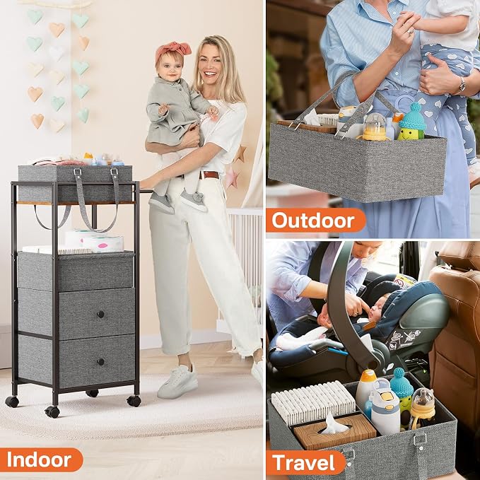 Baby Diaper Caddy Organizer Cart - Image 5