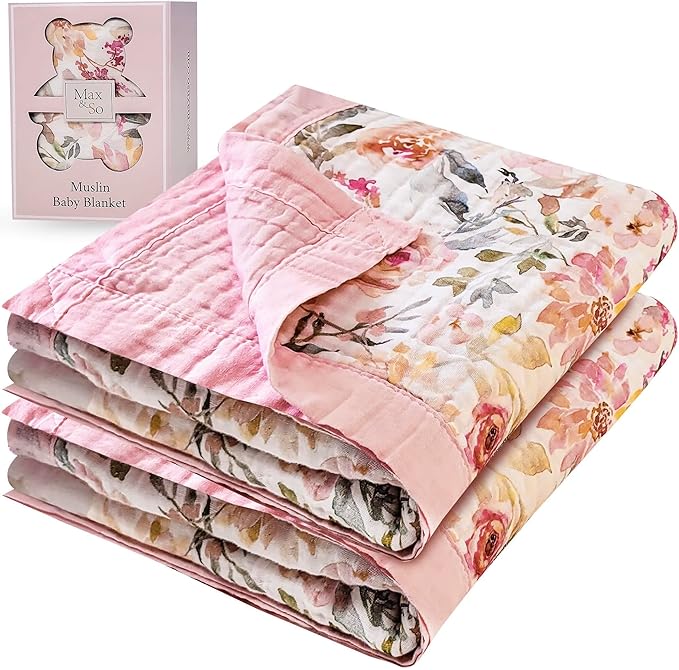 100% Cotton Muslin Baby Blanket by MaxSo