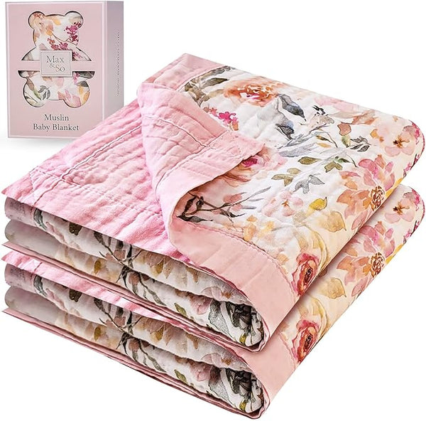 100% Cotton Muslin Baby Blanket by MaxSo