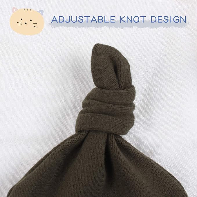 JANGANNSA Newborn Baby Hat Infant Baby Boys Beanie Top Knot Stretchy Hats - Image 3