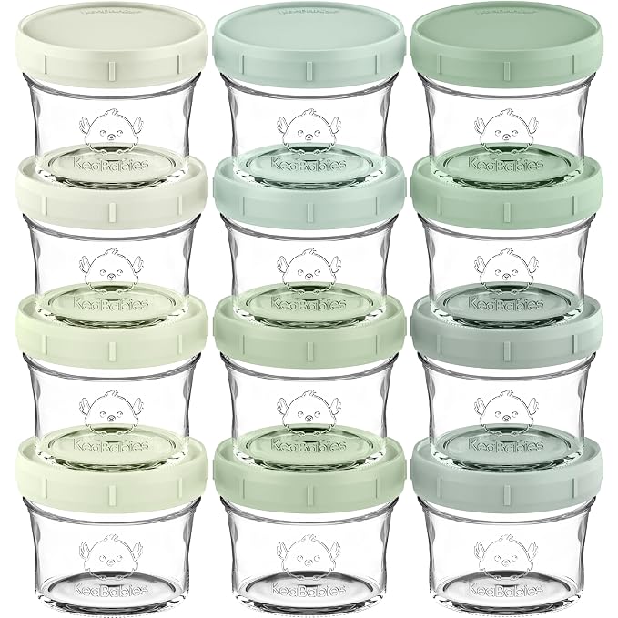 KeaBabies 12pk 4oz Glass Baby Food Containers by KeaBabies