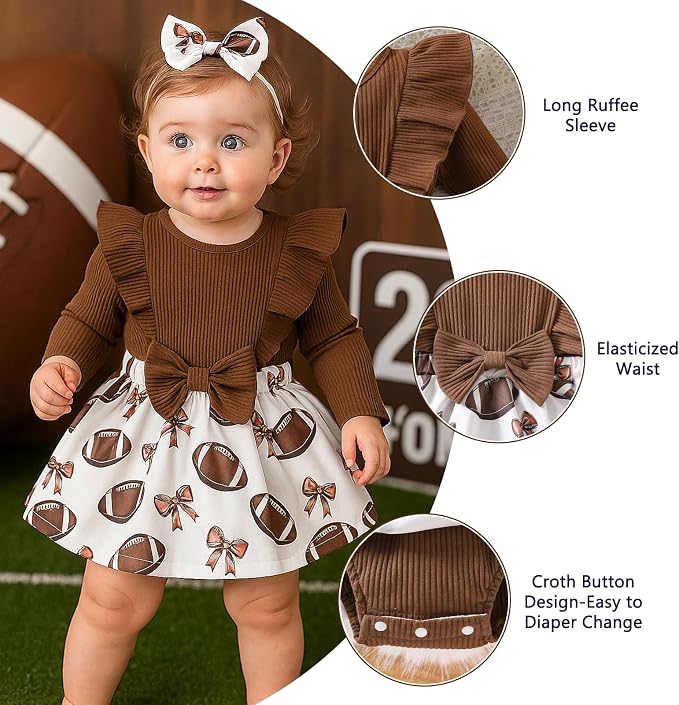 Chichoo Baby Girl Clothes Infant Fall Winter Outfits Newborn Long Sleeve Romper - Image 2