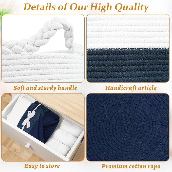 67L Storage Basket for Organizing, Cotton Rope Woven Blanket Basket, Toy - Image 6
