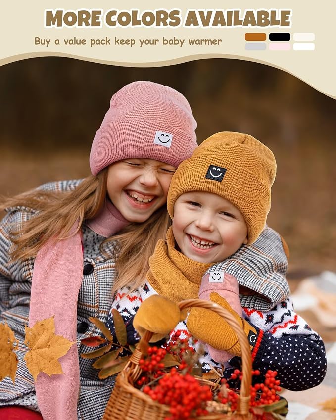Baby Beanie Mittens Scarf Set, Toddler Kids Winter Hat and Thermal Gloves Neck - Image 6