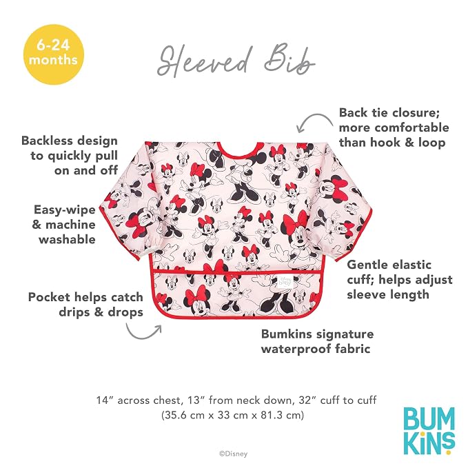 Bumkins Disney Bibs, Baby and Toddler Girls and Boys 6-24 Months, Long Sleeve - Image 5