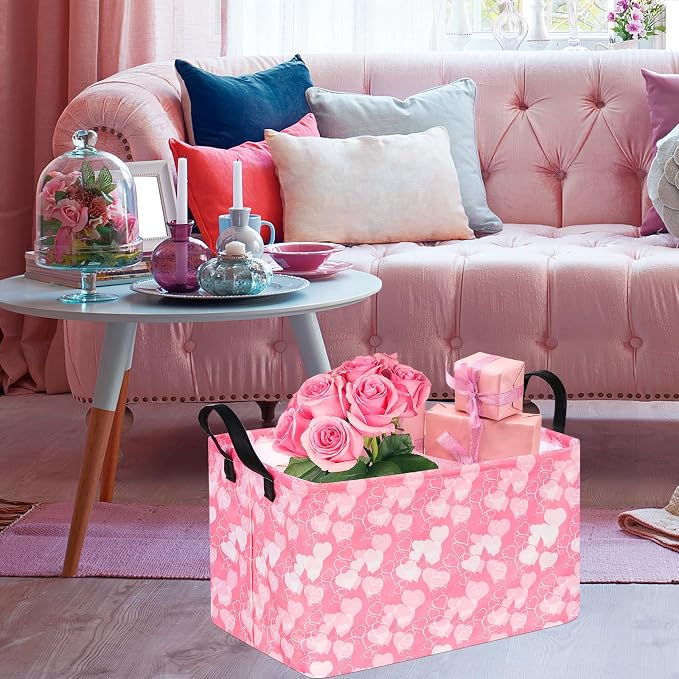 Rectangle Heart Partten Kids Gift Storage Basket Home Shelf Storage Basket - Image 3