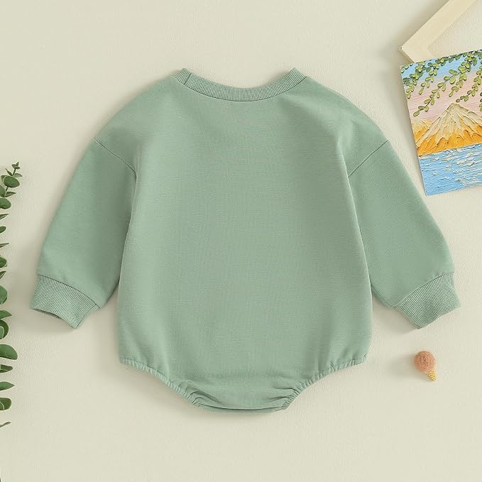 VISGOGO Newborn Infant Baby Boy Girls Oversized Romper Little Dude Sweater - Image 4