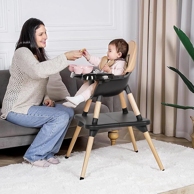 6 in 1 High Chair for Babies & Toddlers, Convertible Wooden Baby Highchair - Image 5