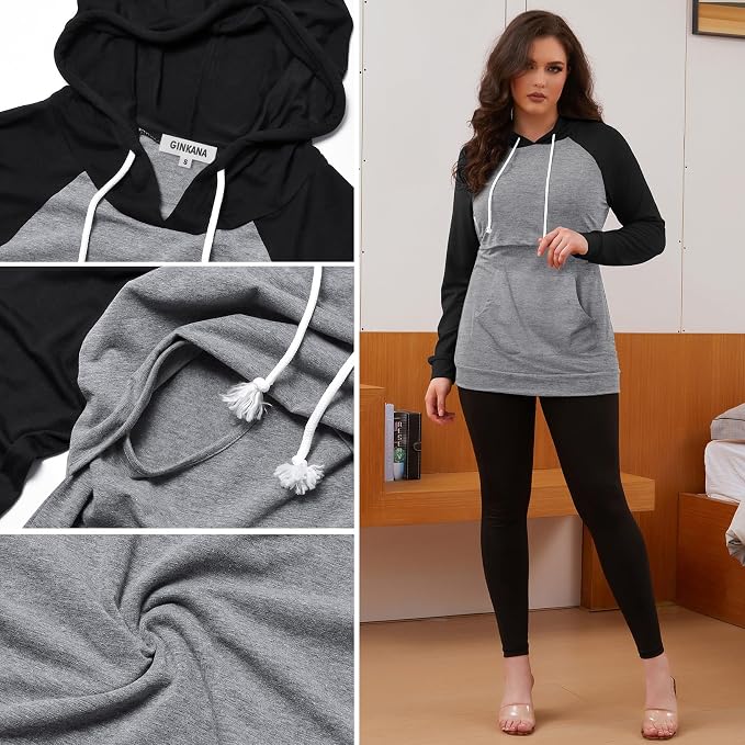 GINKANA Women's Nursing Hoodie Sweatshirt Long Sleeves Breastfeeding Maternity - Image 6