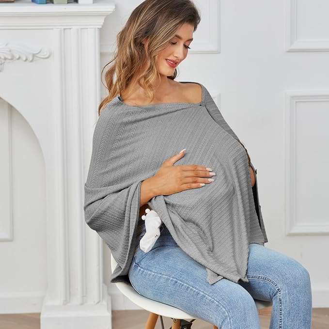 Nursing Cover for Baby Breastfeeding, Knit Breastfeeding Cover, Warm Cozy - Image 6