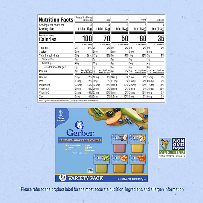 Gerber Stage 2 Baby Food, Farmers’ Market Puree Tubs, No Added Colors or Flavors - Image 2