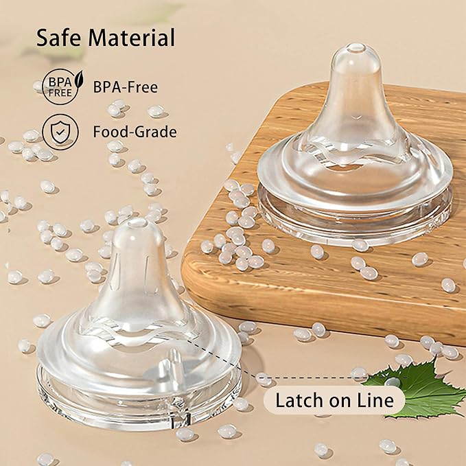 Natural Glass Baby Bottle for Breastfeeding Babies, 5.4oz Anti-Colic Baby Bottle - Image 6