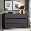 Black Dresser for Bedroom with 6 Double Drawers, Modern Fluted Dresser TV Stand by StandifurnoFurniture