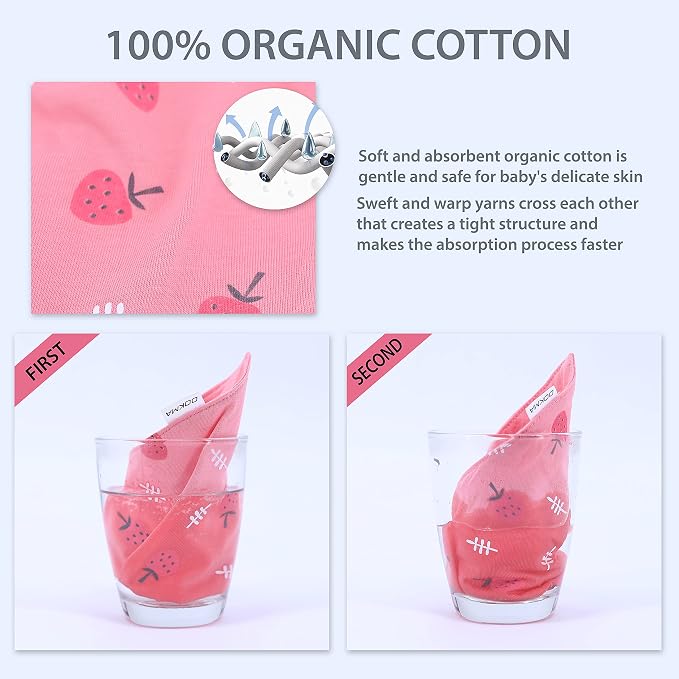 DOKMA Set 8 Organic Cotton Baby Drool Bibs - Image 2