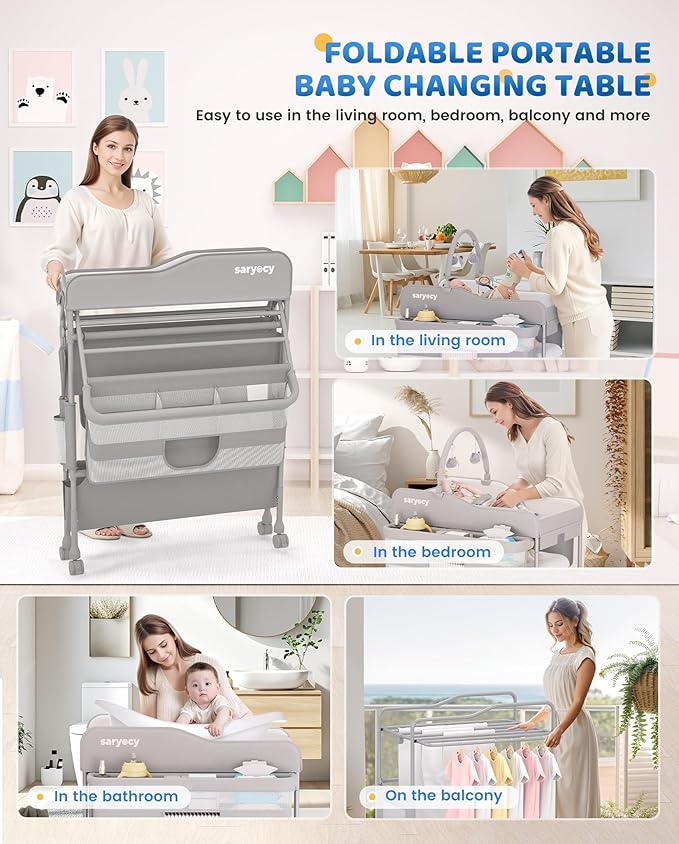 Baby Changing Table, Versatile Folding Changing Table, Waterproof Diaper - Image 6