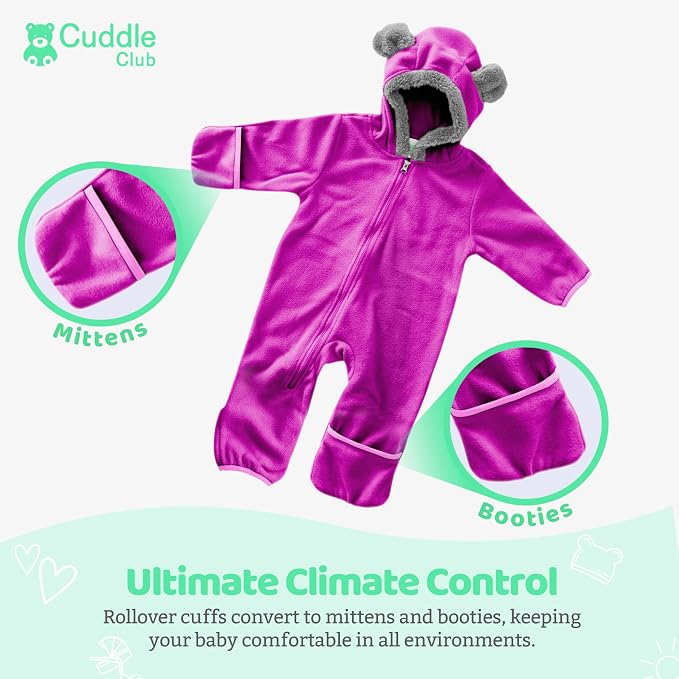 Cuddle Club Fleece Baby Bunting Bodysuit - Image 3