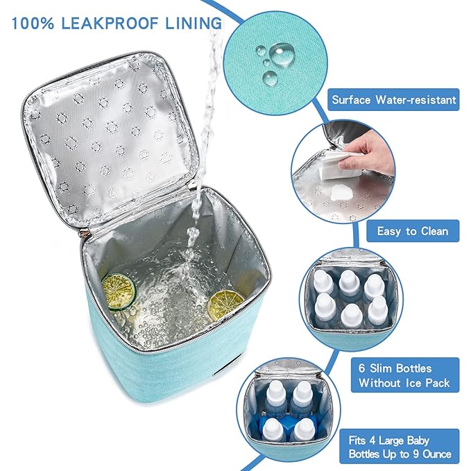 Breast Milk Cooler Bag with Ice Pack Fits 4 Baby Bottles Up to 9 Ounce - Image 2