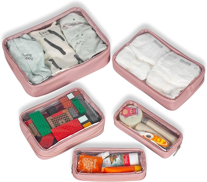 TSA Approved 5-Piece Diaper Bag Organizer Pouch Set Clear Waterproof TPU Kids - Image 5