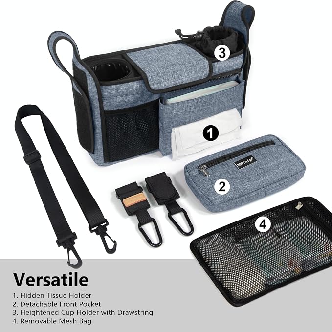 TOPDesign Universal Baby Stroller Organizer, Stroller Caddy - Image 2