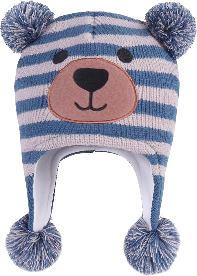 LANGZHEN Toddler Kids Infant Winter Hat, Earflap Knit Warm Cap Fleece Lined by LANGZHEN