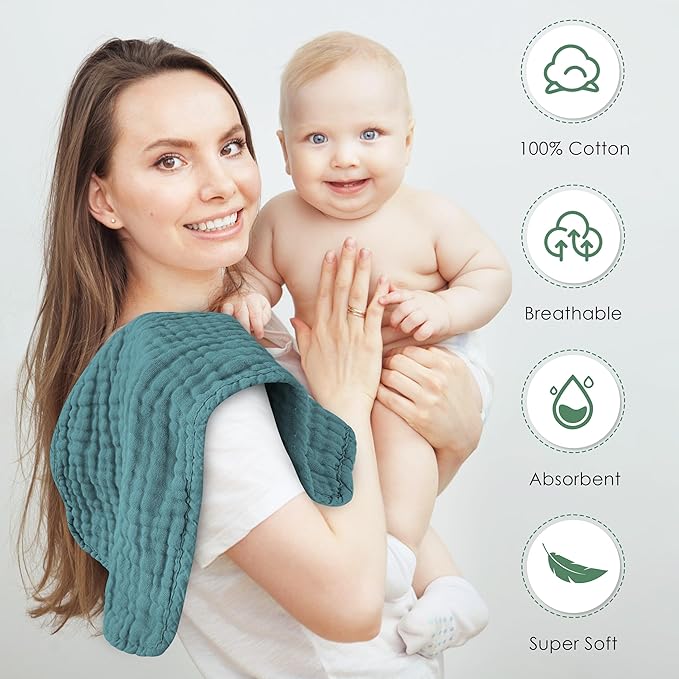 Muslin Burp Cloths 100% Cotton Large 20''x10'' Extra Soft and Absorbent Baby - Image 6