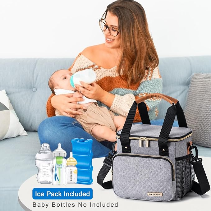 Breastmilk Cooler Bag with Ice Pack Fits 6 Baby Bottles up to 9 Ounce, Breast - Image 6