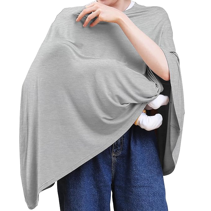 Nursing Cover for Breastfeeding, 360°Full Coverage Nursing Poncho, Rayon Soft & by Unknown