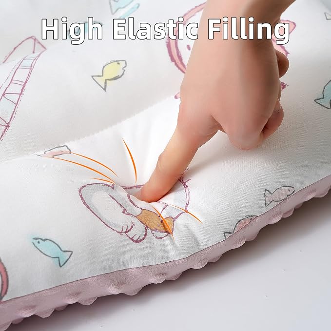 Reidio 1Pcs Toddler Pillow Double Sided Breathable Soft Cotton & Minky Dot - Image 5