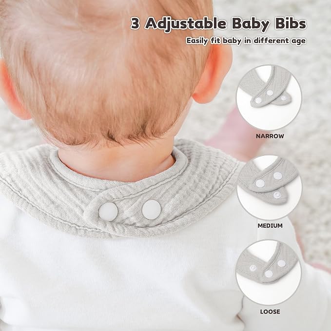 Susurration Muslin Baby Drool Bibs 6Pack Soft Square Adjustable Baby Bandana - Image 4