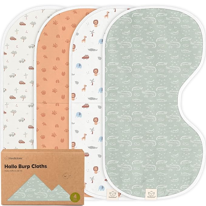 KeaBabies 4-Pack Baby Burp Cloths Baby Girl, Boy by KeaBabies