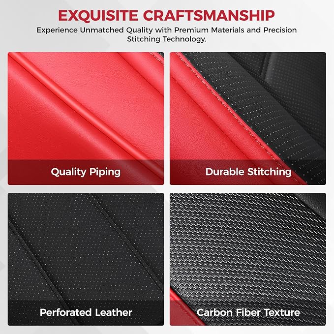 FREESOO Red Black Car Seat Covers Full Set - Image 9
