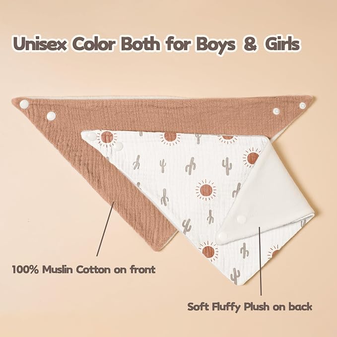 Susurration Muslin Baby Drool Bibs 6Pack Soft Triangular Adjustable Baby - Image 5