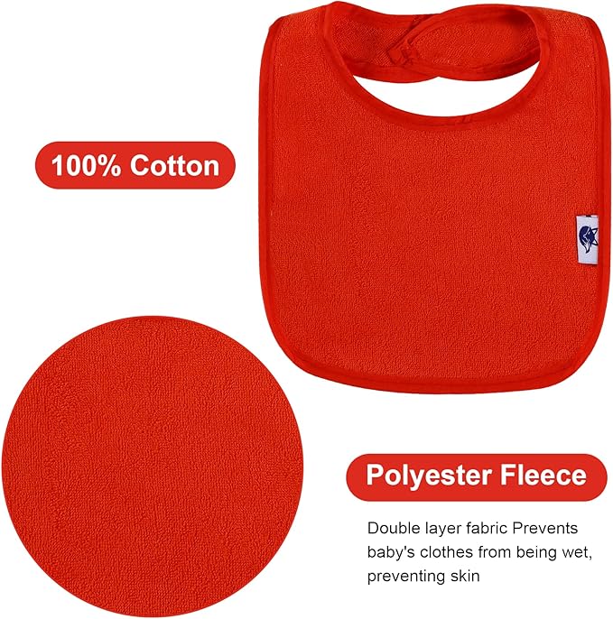 12 Pack Terry Drool Cotton Bibs, Unisex Baby Bibs - Image 3