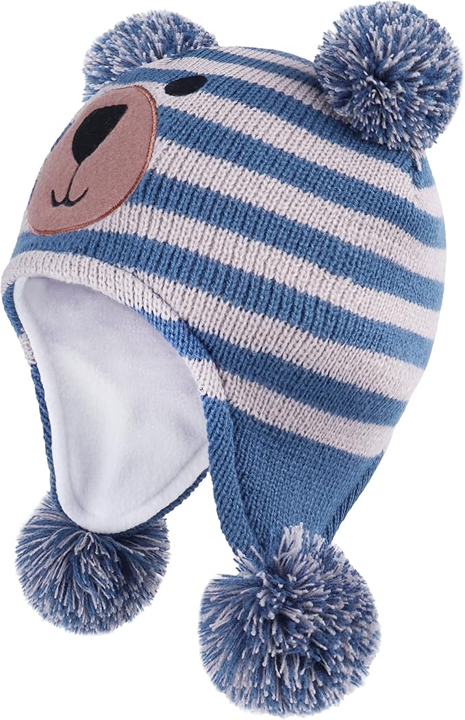 LANGZHEN Toddler Kids Infant Winter Hat, Earflap Knit Warm Cap Fleece Lined - Image 2