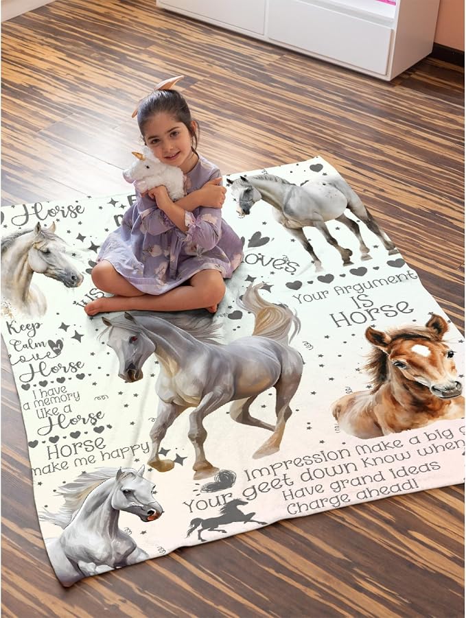Horse Blanket for Adults, Flowers Animals Throw Blanket for Girls Boys - Image 6
