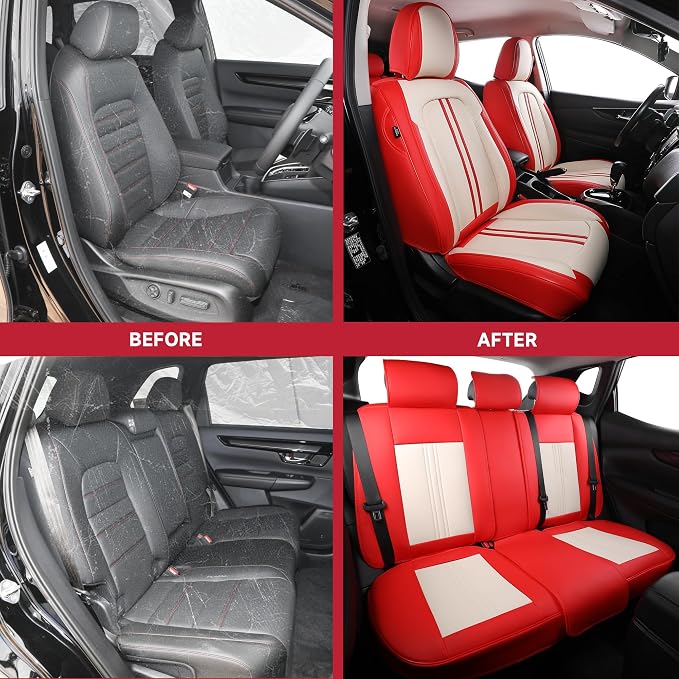 FREESOO Leather Car Seat Covers Full Set, Waterproof Car Seat Cover Back Seat - Image 6