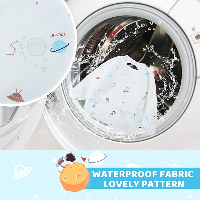 Little Dimsum Baby Bib with Pocket Waterproof Toddler Bibs Infant Feeding Bibs - Image 6