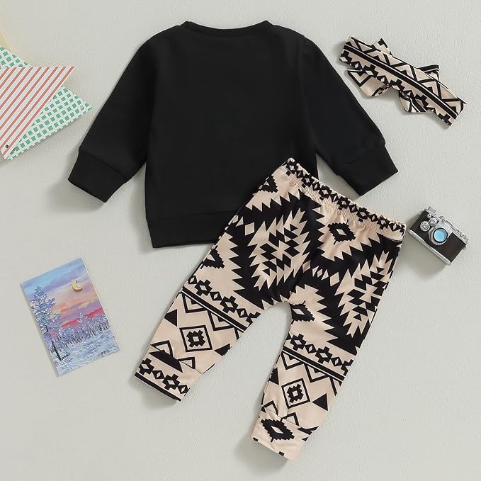 3Pcs Baby Girl Outfits Daisy Sweatshirt + Pants + Headband Infant Fall Winter - Image 7