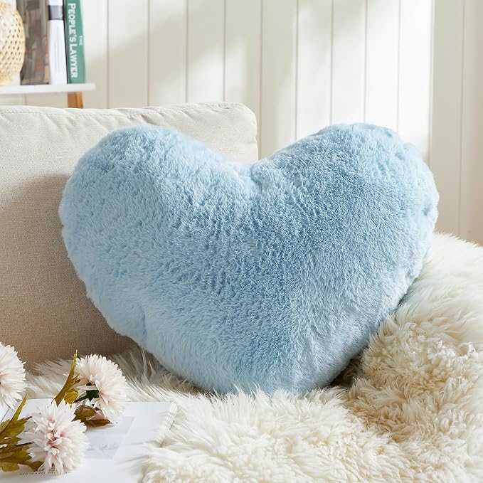 EastTree Heart Pillows, Light Blue Heart Shaped Pillows, Ultra Soft Extra-Large by EastTreeHomeGuide
