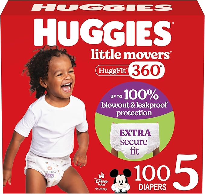 Huggies Size 5 Baby Diapers, Little Movers HuggFit 360° Baby Diapers - Image 2