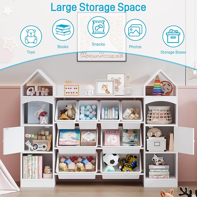 Vabches 55" Castle Shape Children's Toy Storage Organizer, Children's Bookcase - Image 5